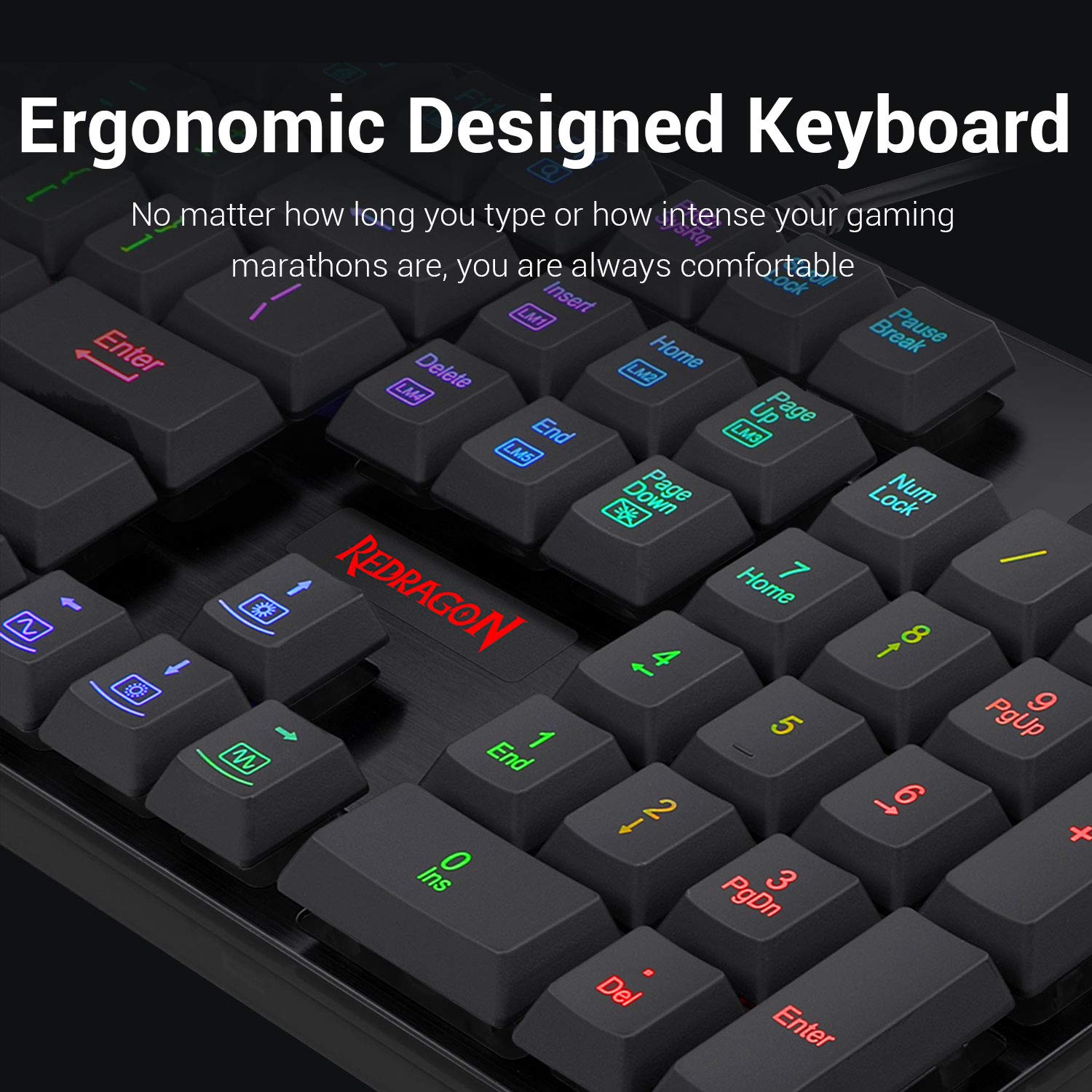 Redragon Dyaus Pro K509-1 :- 104 Keys RGB Wired Keyboard Without Side LED (Mechanical Feel)