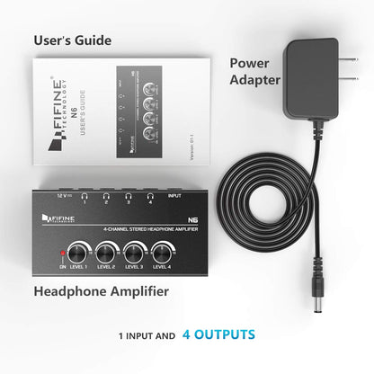 (Refurbished) FIFINE N6 - Headphone Amplifier With Stereo Output and Individual Volume Controls