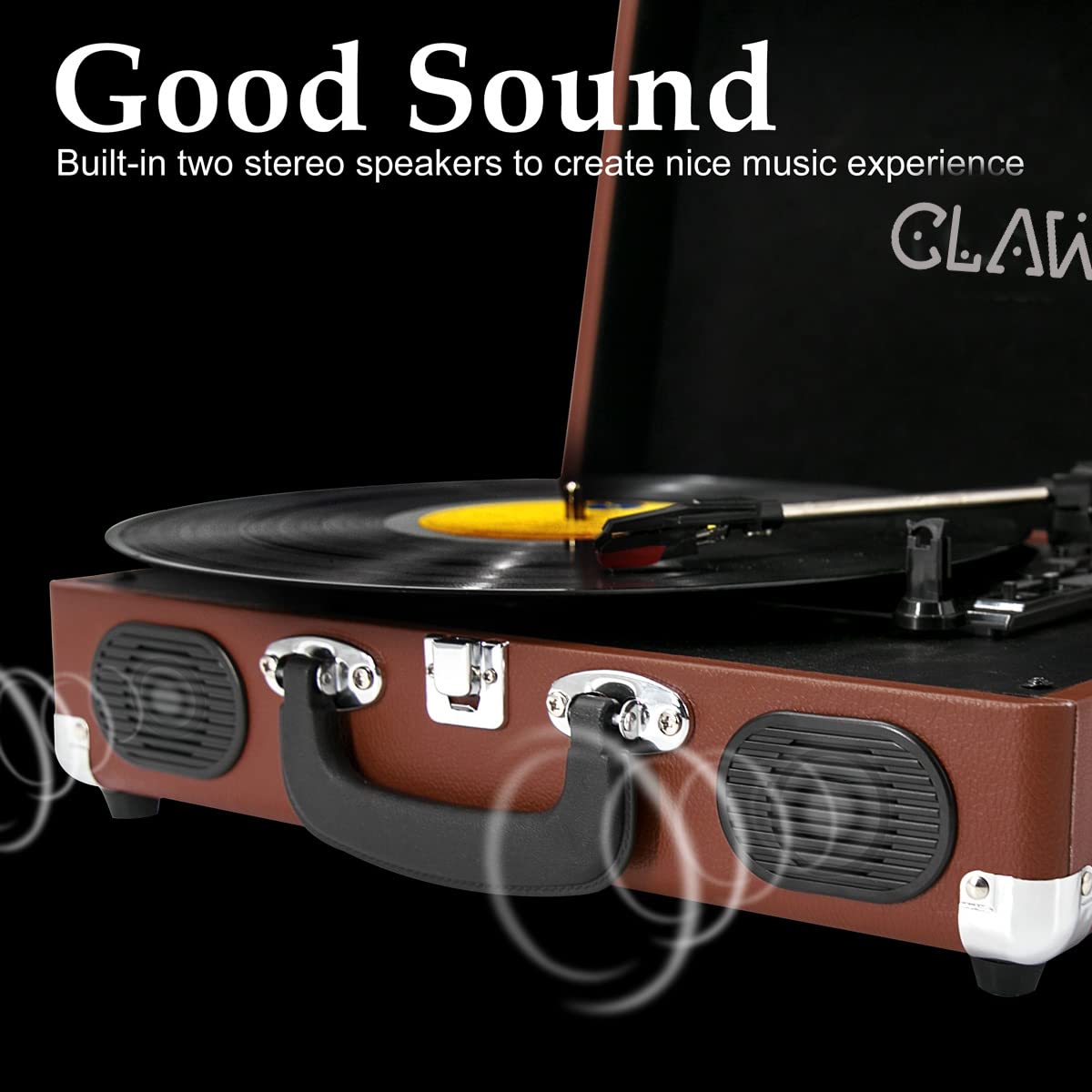 CLAW Stag Portable - Turntable with Built-in Stereo Speakers (Brown)  (Use Code ORIGIN10 to Get 10% DIscount)