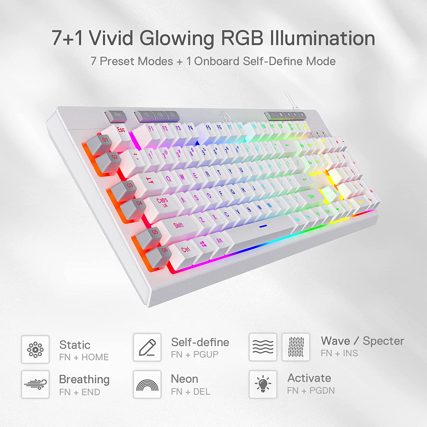 (Refurbished) Redragon Shiva K512- Wired Membrane Keyboard RGB White