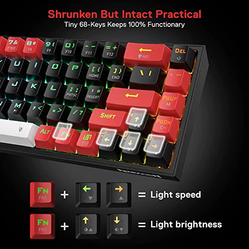 Redragon Castor K631 Pro - 65% Bluetooth + 2.4Ghz Wireless + Wired RGB Mechanical Keyboard (Red Switch)