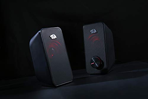 (Refurbished) Redragon Stentor GS500 - 2.0 Channel Stereo Desktop Wired Gaming Computer Speaker with Red Backlight
