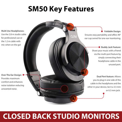 CLAW SM50 - Studio Monitoring Wired Headphone (Black) (Use Code ORIGIN10 to Get 10% DIscount)