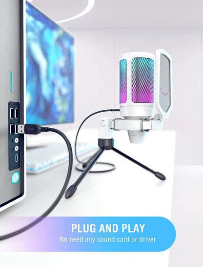 Fifine Ampligame - A6V USB Gaming Microphone (White)
