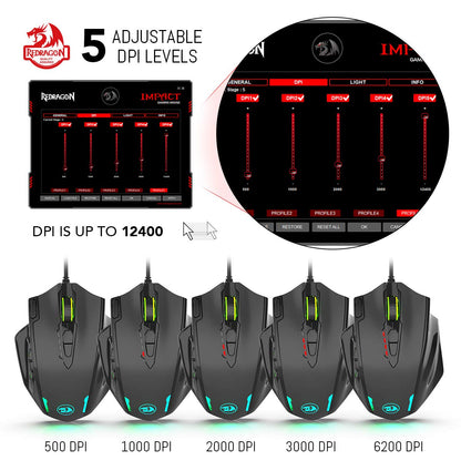Redragon Impact M908 - RGB Wired Mouse with Weights