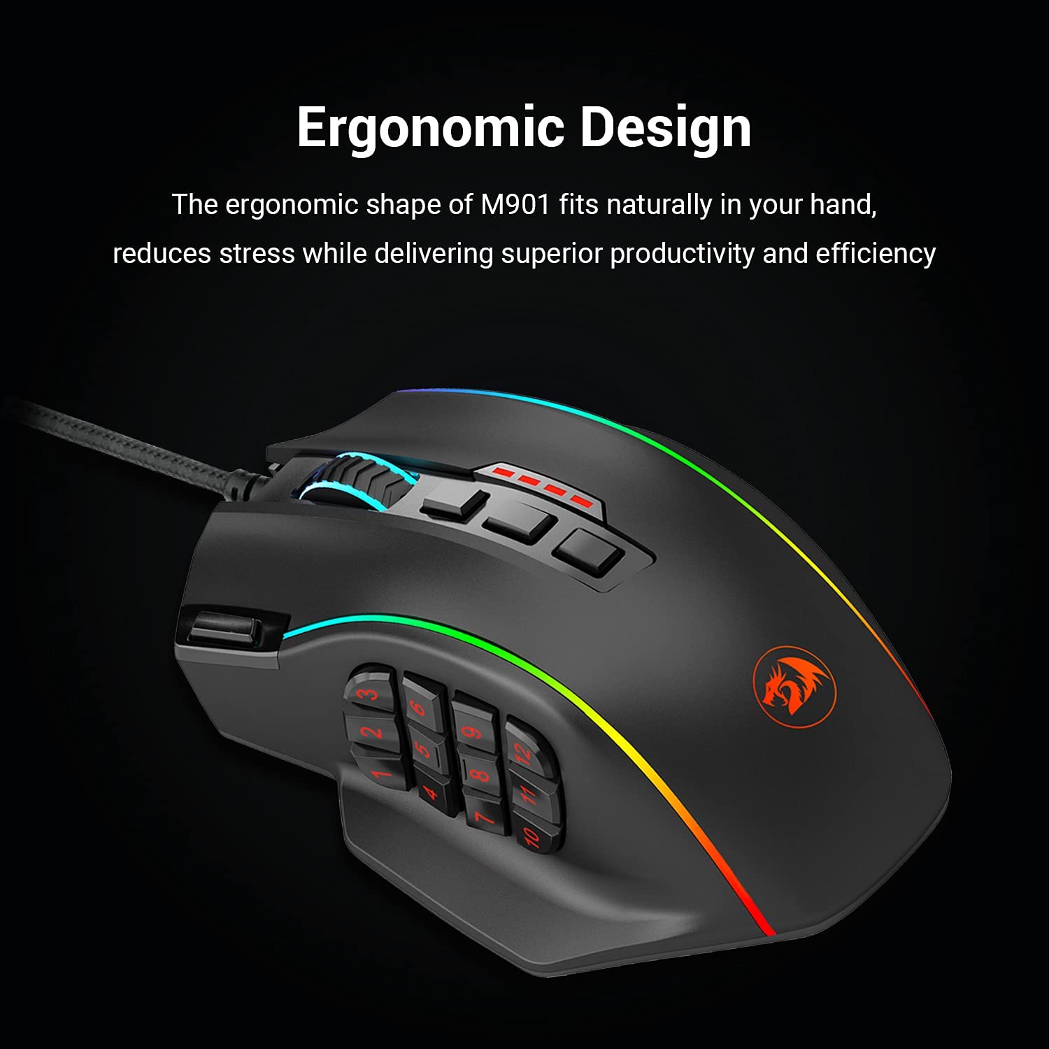 Redragon Perdiction M901 K-2 - RGB Wired Mouse with Weights