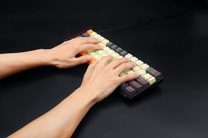 (OPEN BOX) Redragon Caraxes PRO K644 SE - 65% Bluetooth + 2.4Ghz + Wired RGB Mechanical Keyboard Cream/Grey/Orange (Red Switch)