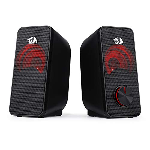 (Refurbished) Redragon Stentor GS500 - 2.0 Channel Stereo Desktop Wired Gaming Computer Speaker with Red Backlight
