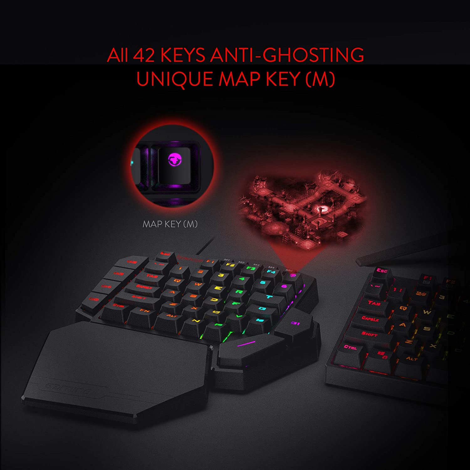Redragon Diti K585 - One Handed Wired RGB Mechanical Keyboard (Blue Switch)
