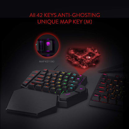 Redragon Diti K585 - One Handed Wired RGB Mechanical Keyboard (Blue Switch)
