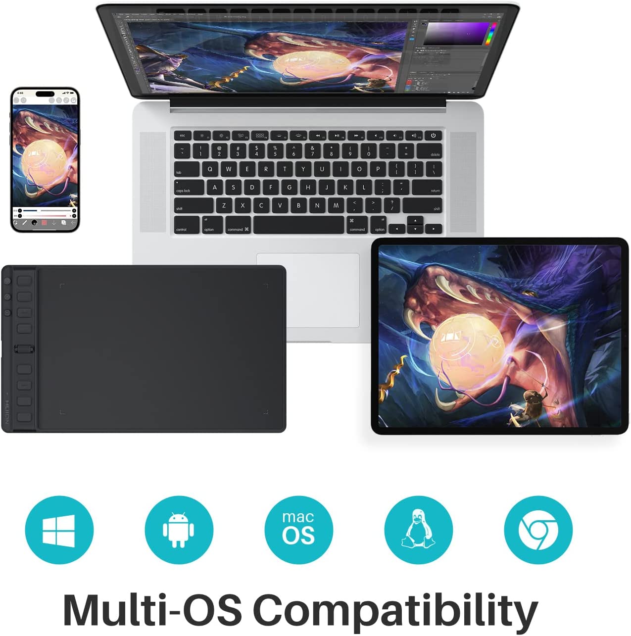 Huion Inspiroy 2 H951P - Medium Digital Graphic Tablet (Black)