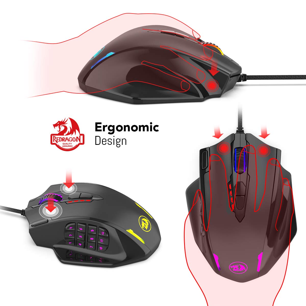 Redragon Impact M908 - RGB Wired Mouse with Weights