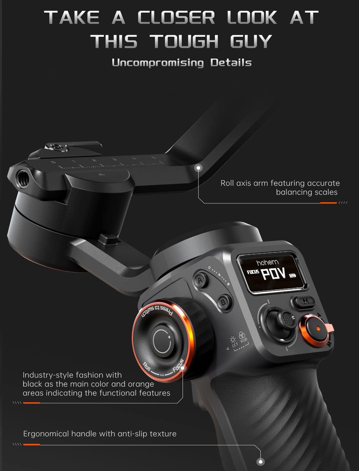 Hohem M6 Kit - 3 Axis Mobile Gimbal with OLED Display and Magnetic Fill Light with AI Vision Sensor