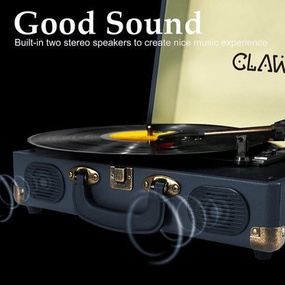 Refurbished CLAW Stag Portable - Turntable with Built-in Stereo Speakers (Dark Blue)