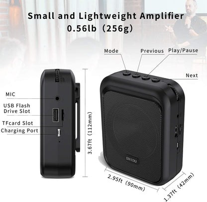 (Refurbished) Shidu M100 - Wired Portable Mini Voice Amplifier with Bluetooth Speakers