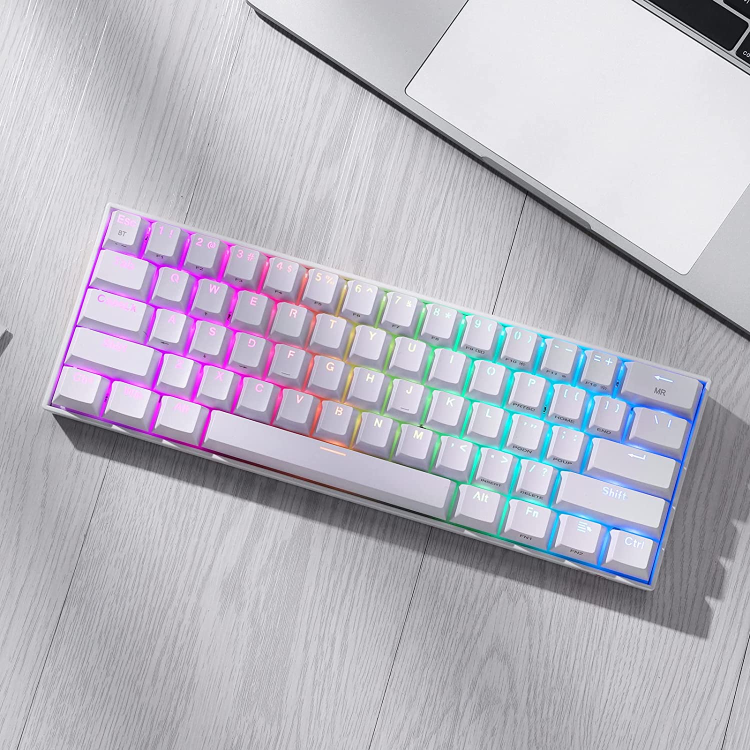 Redragon Draconic Pro K530 Pro - 60% Bluetooth+2.4Ghz+Wired Mechanical Keyboard White (Red Switch)