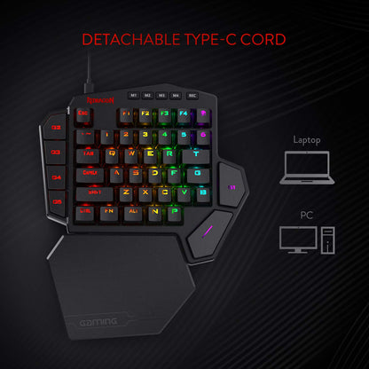 Redragon Diti K585 - One Handed Wired RGB Mechanical Keyboard (Blue Switch)