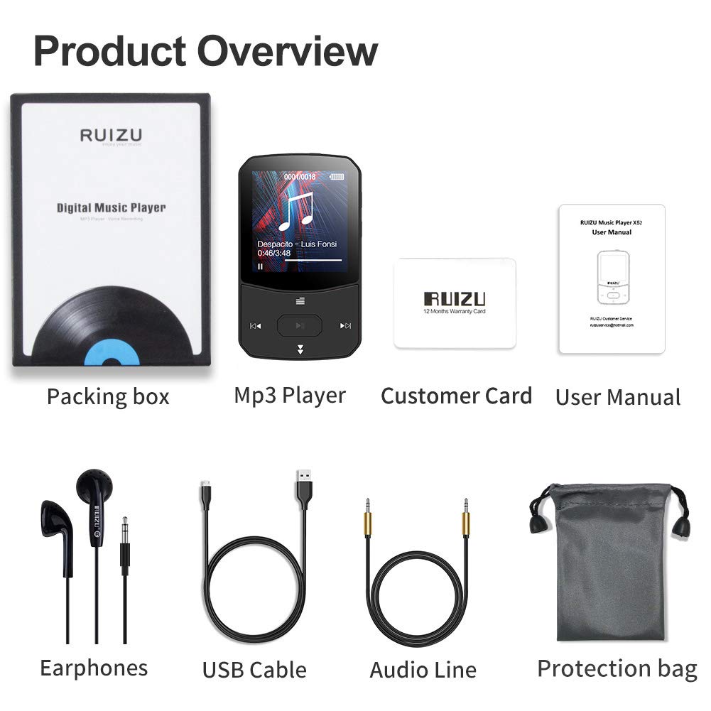 Ruizu X52 - 16GB Bluetooth Music Player