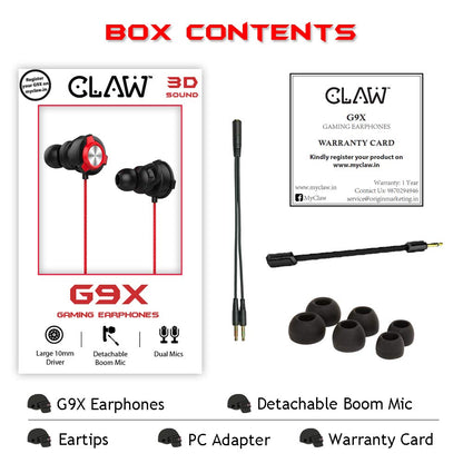 CLAW G9X - Single Driver Gaming Earphone (Red)