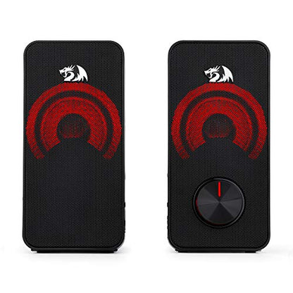 (Refurbished) Redragon Stentor GS500 - 2.0 Channel Stereo Desktop Wired Gaming Computer Speaker with Red Backlight