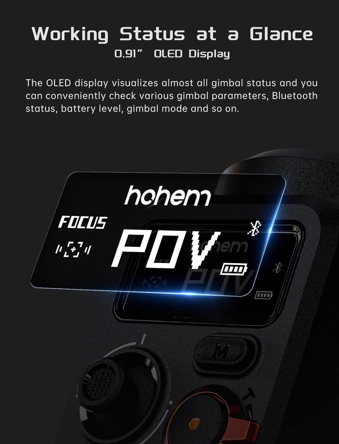 Hohem M6 Kit - 3 Axis Mobile Gimbal with OLED Display and Magnetic Fill Light with AI Vision Sensor