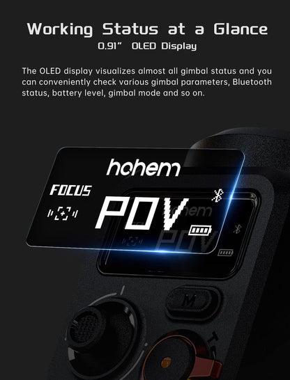 Hohem M6 Kit - 3 Axis Mobile Gimbal with OLED Display and Magnetic Fill Light with AI Vision Sensor