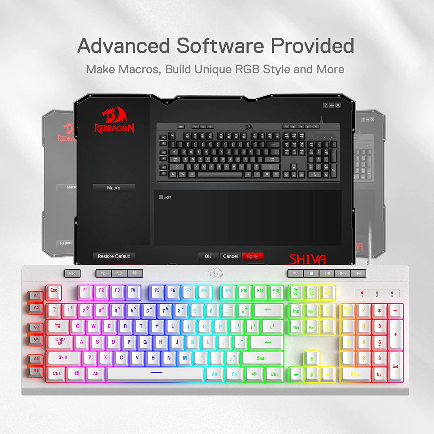 (Refurbished) Redragon Shiva K512- Wired Membrane Keyboard RGB White