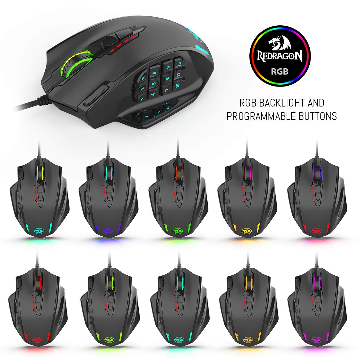 Redragon Impact M908 - RGB Wired Mouse with Weights
