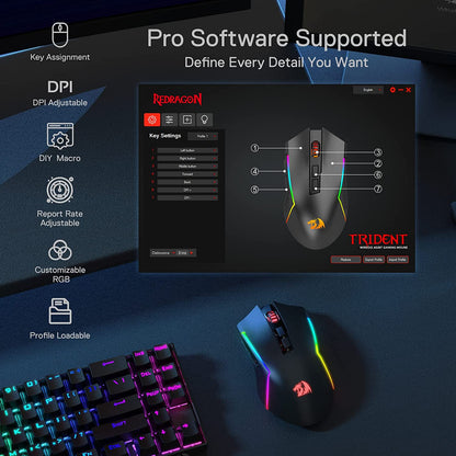(Refurbished) Redragon Trident Pro M693 (Wired, Wireless and Bluetooth) RGB