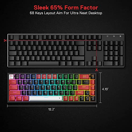 Redragon Castor K631 Pro - 65% Bluetooth + 2.4Ghz Wireless + Wired RGB Mechanical Keyboard (Red Switch)