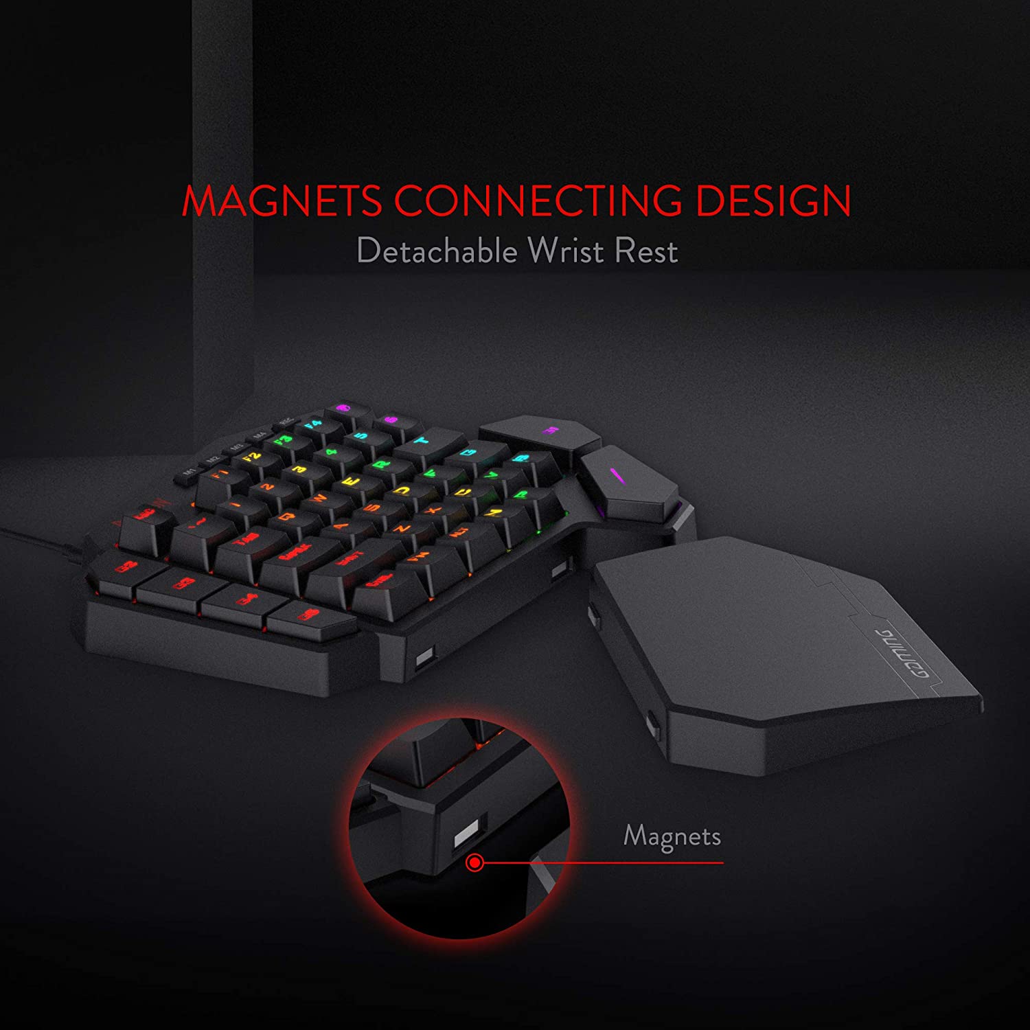 Redragon Diti K585 - One Handed Wired RGB Mechanical Keyboard (Blue Switch)