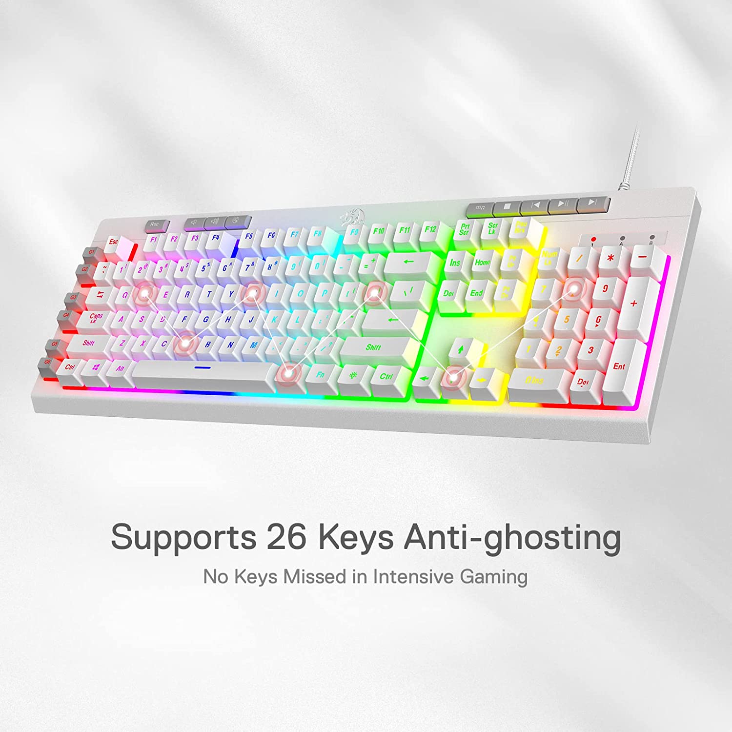 (Refurbished) Redragon Shiva K512- Wired Membrane Keyboard RGB White