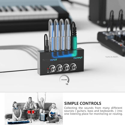 (Refurbished) FIFINE N5 - Four - Channel Line Mixer With Individual Volume Control