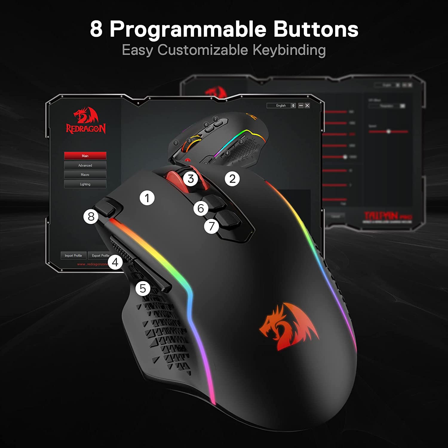 (Refurbished) Redragon Taipan Pro M810PRO (Wired and Wireless) RGB