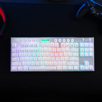 Redragon Horus K621 PRO TKL Wired+2.4Ghz+BT Mechanical Keyboard White (Red Switch)