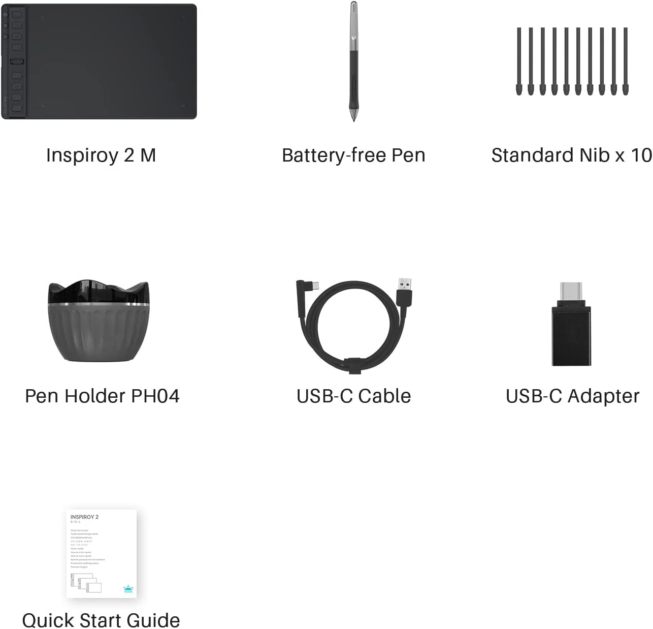 Huion Inspiroy 2 H951P - Medium Digital Graphic Tablet (Black)