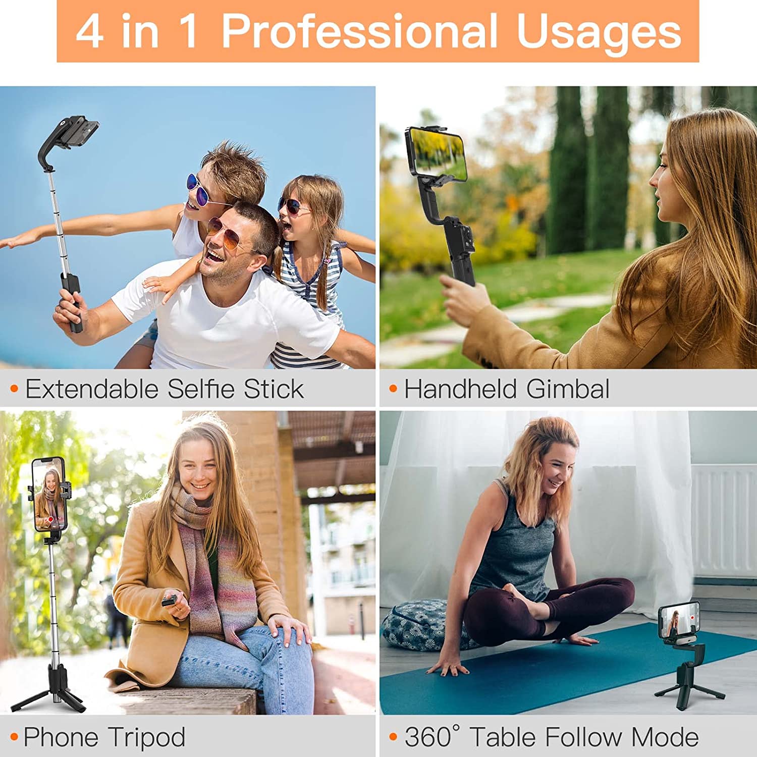 (Refurbished) Hohem iSteady Q - Extendable 4 in 1 Professional Selfie Stick (White)