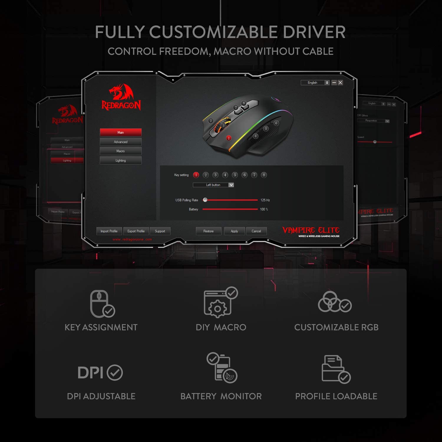 (Refurbished) Redragon Vampire Elite M686 (Wired and Wireless) RGB