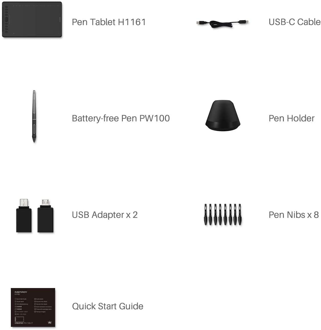 Huion Inspiroy H1161 - Wired Digital Graphic Tablet