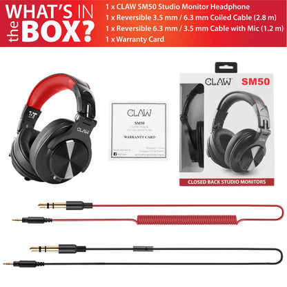 Refurbished CLAW SM50 - Studio Monitoring Wired Headphone (Red)