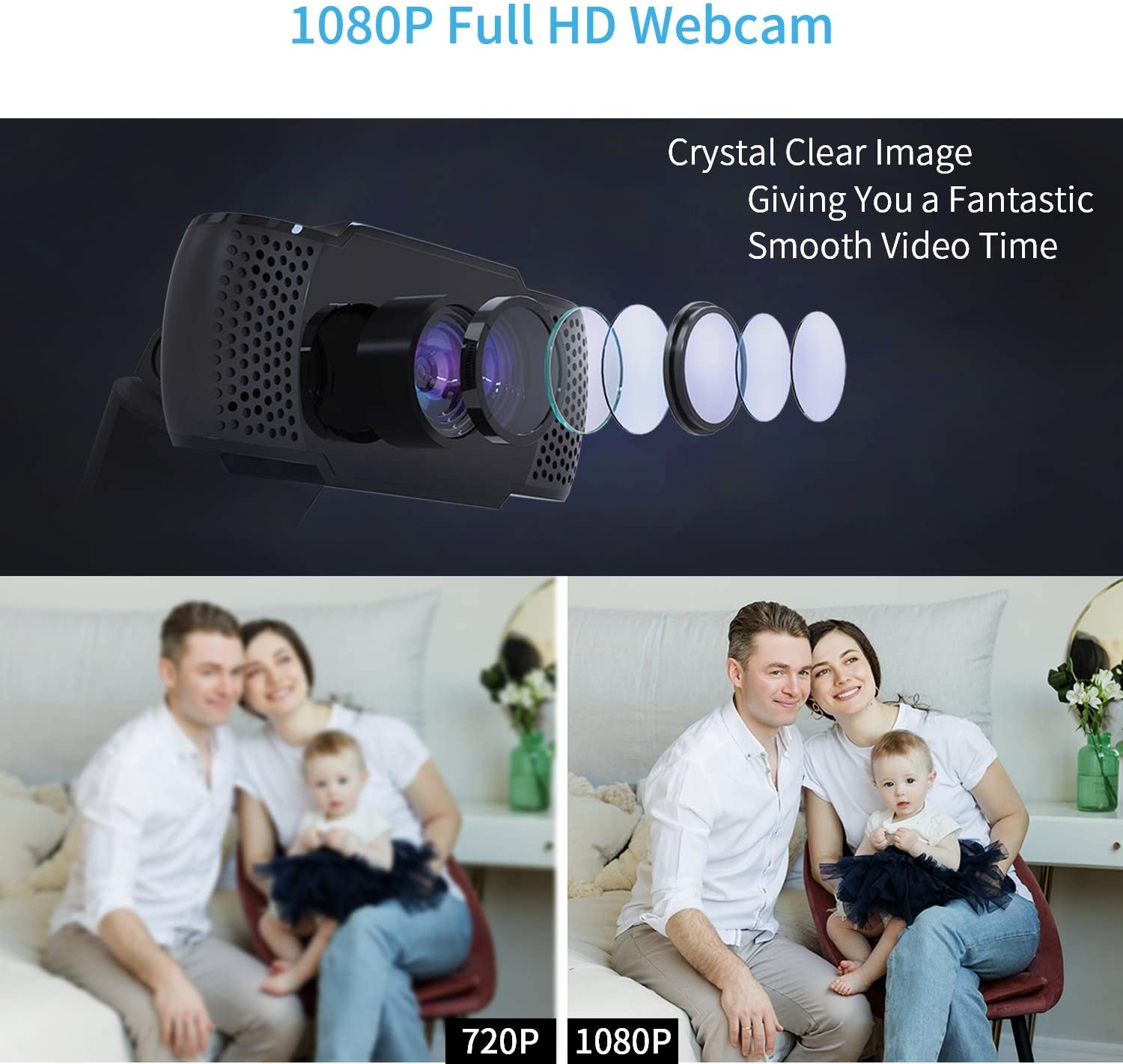 Wansview 1080P USB Webcam with Dual Microphone