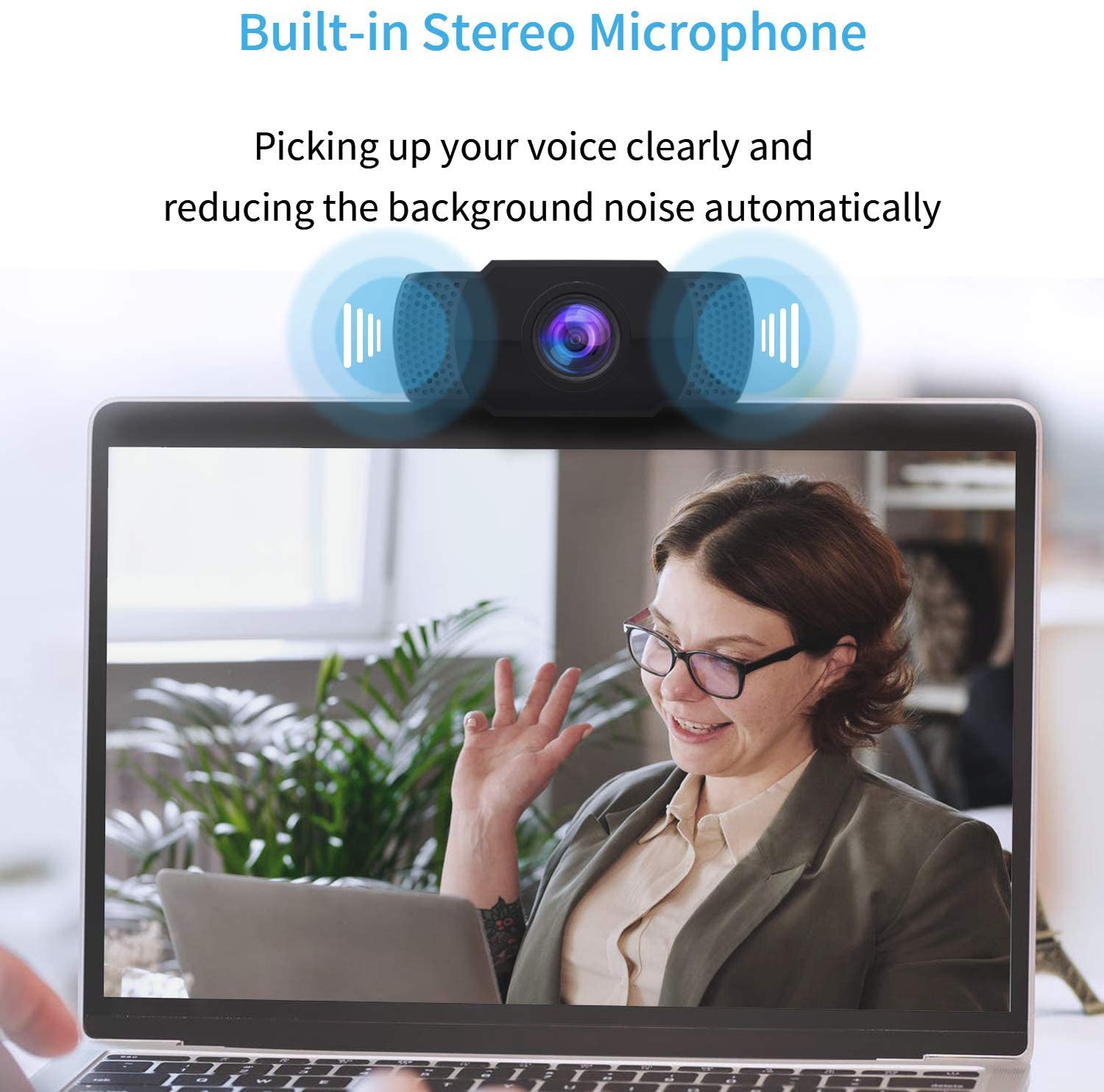 Wansview 1080P USB Webcam with Dual Microphone