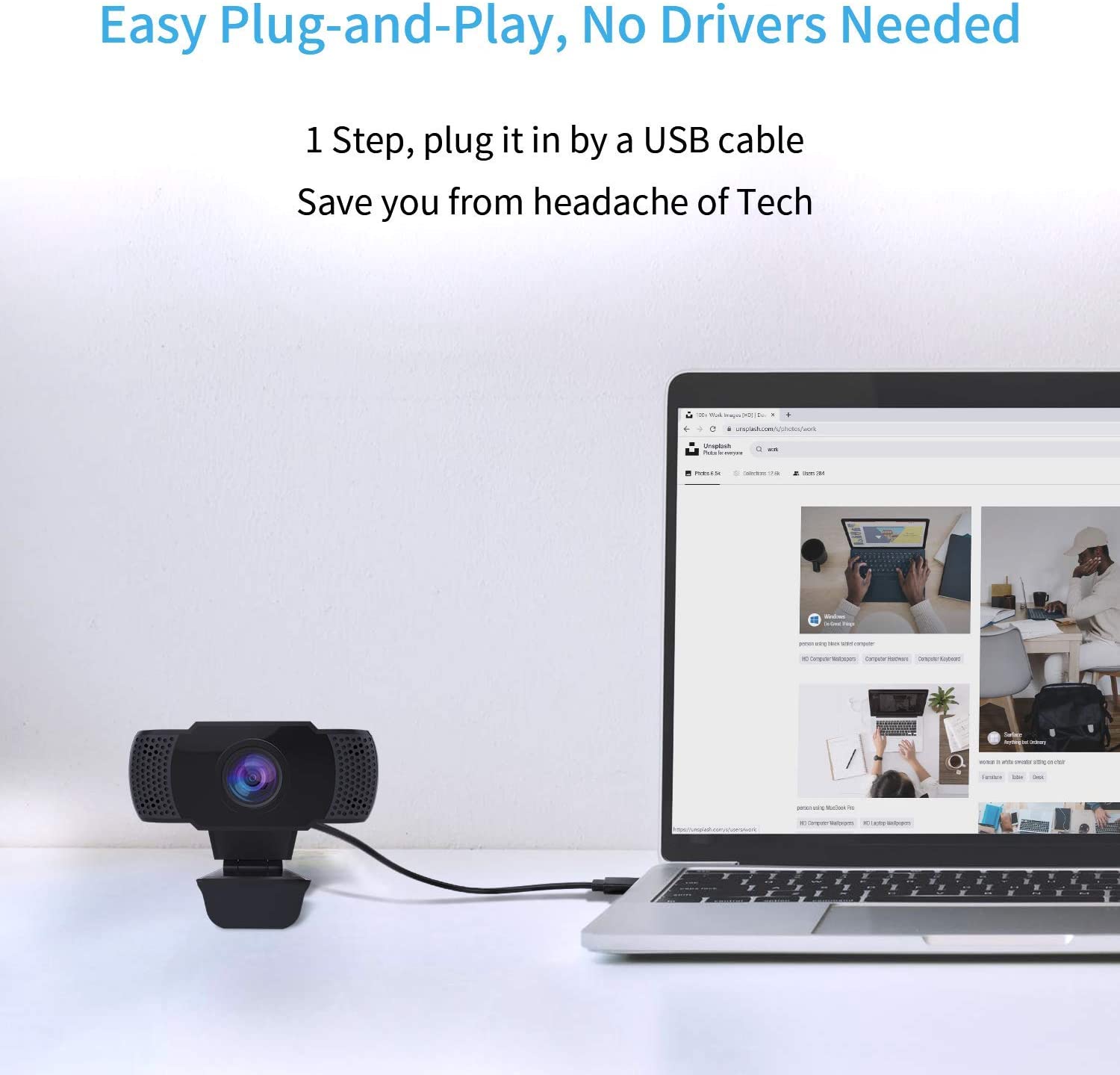 Wansview 1080P USB Webcam with Dual Microphone