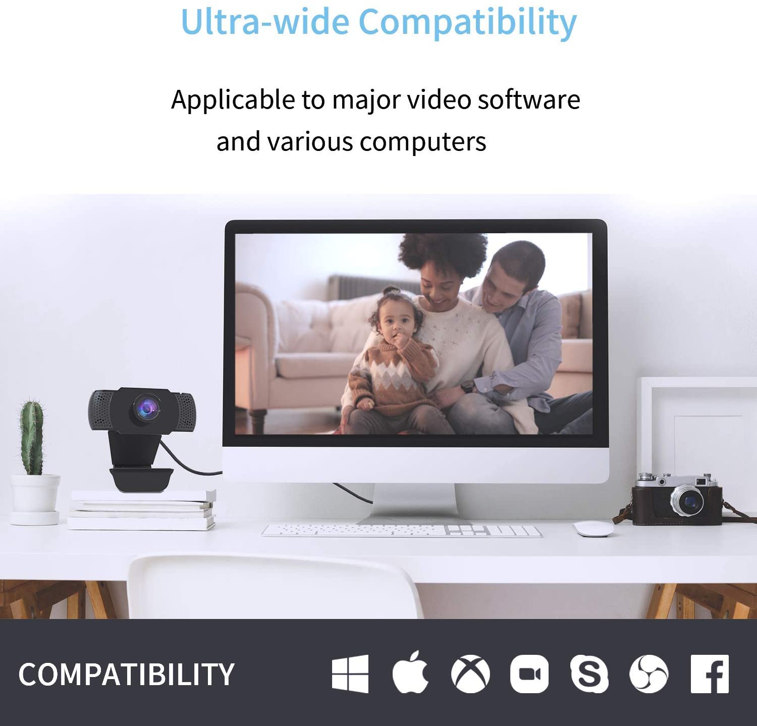 Wansview 1080P USB Webcam with Dual Microphone