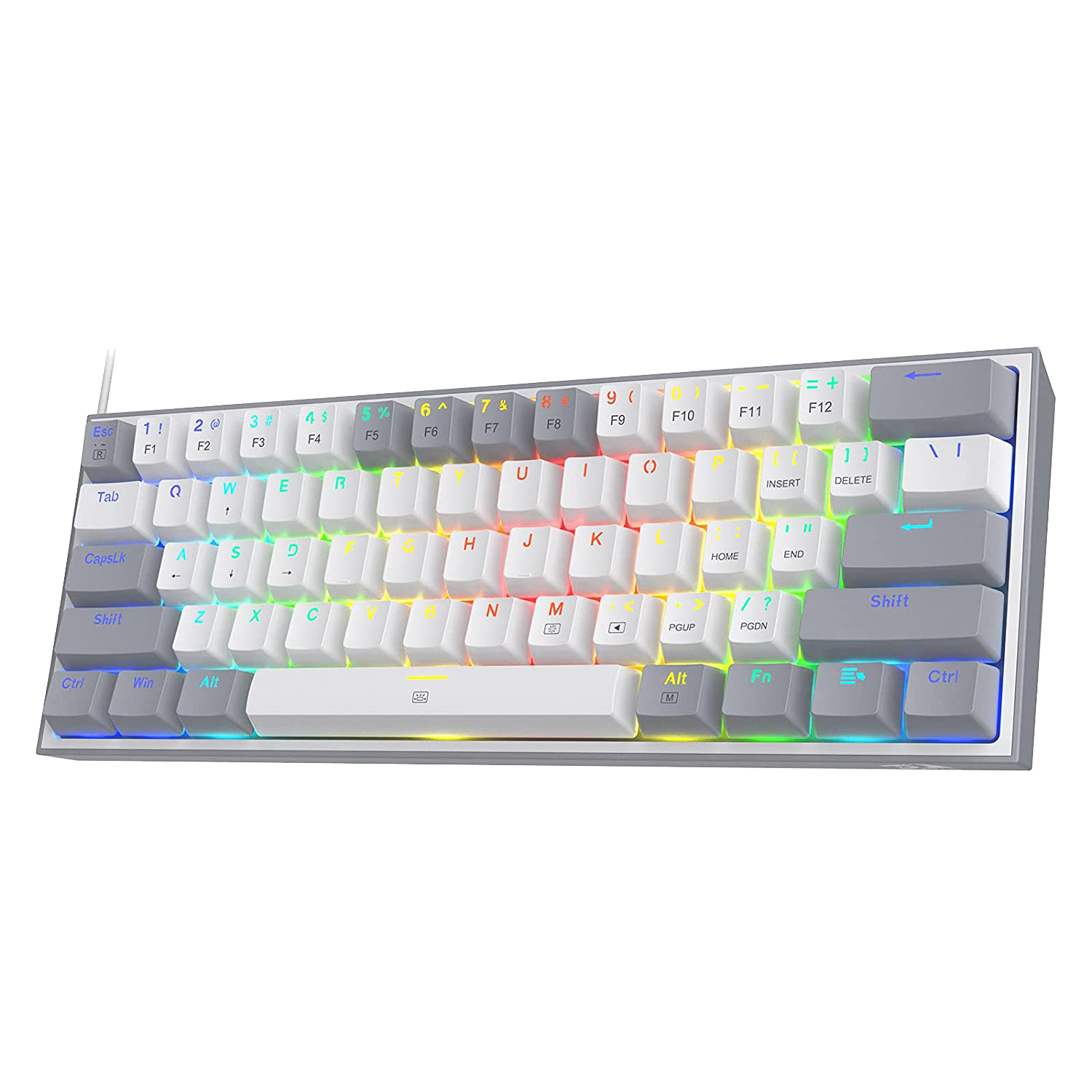 Redragon Fizz K617 - 60% Wired Mechanical Keyboard White And Grey (Red Switches)