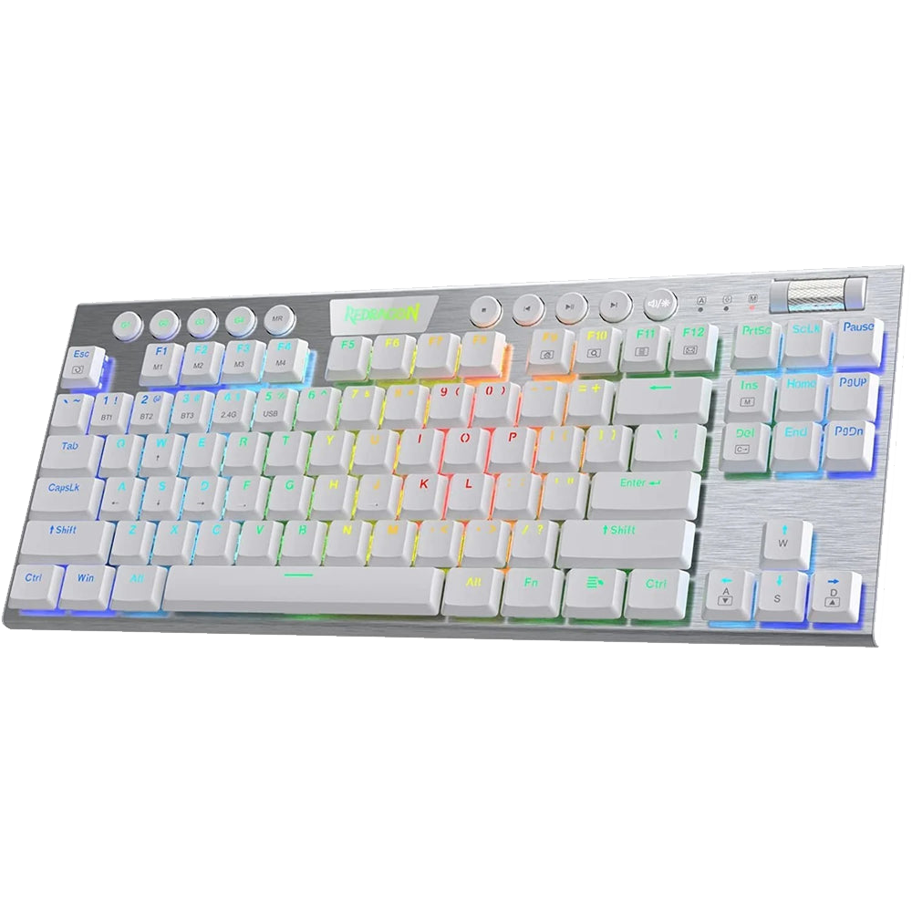 Redragon Horus K621 PRO TKL Wired+2.4Ghz+BT Mechanical Keyboard White (Red Switch)